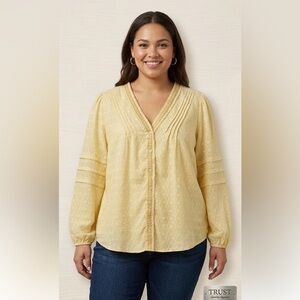 Cruel Denim Yellow Button Down Blouse sz XXL